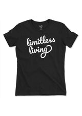 women's black white tee t-shirt limitless living streetwear short sleeve
