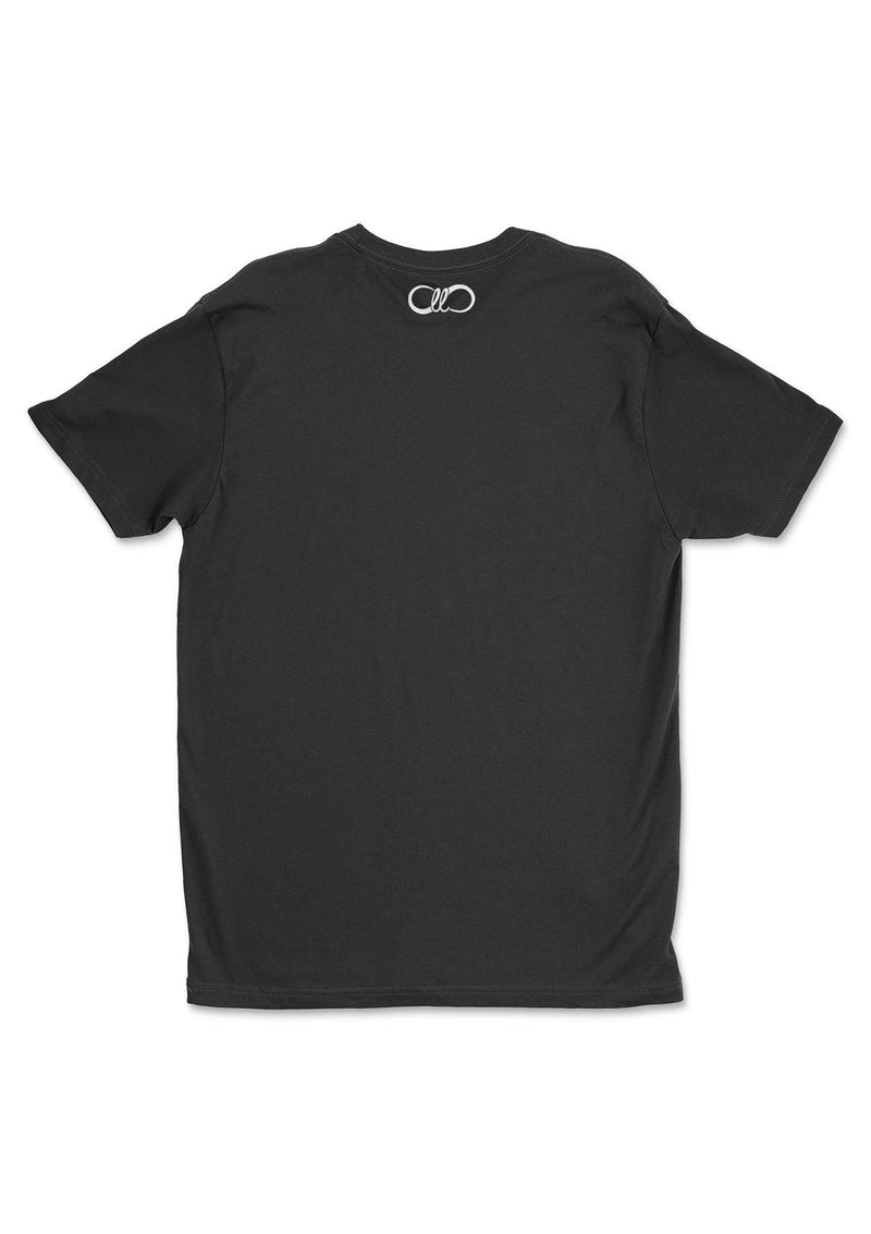 men's black tee tshirt limitless living logo white short sleeve streetwear debut collection