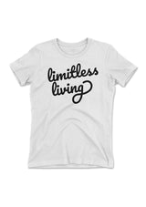 women's white black logo limitless living short sleeve tee t-shirt debut