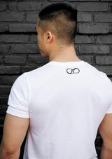 men's white short sleeve limitless living streetwear t-shirt tee